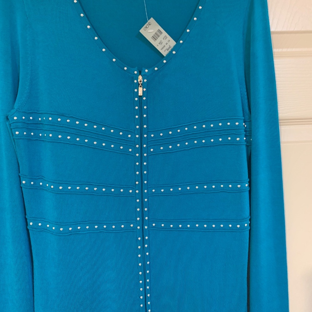 NWT Cache Blue Embellished Cardigan Sweater sz L - Picture 6 of 9